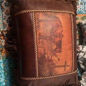 Brown Leather Decorative Pillow
